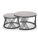 Комплект HALMAR FLAMINGO (2 стола журнальных) серый мрамор/черный, 60/40 и 80/46